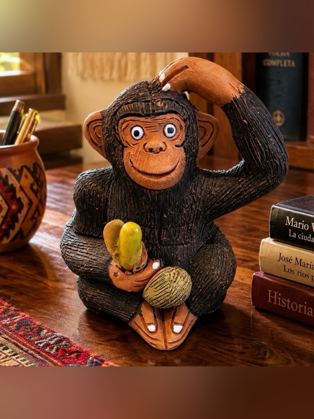 Fine Art Vintage Original Peru Peruvian CASALS Studio Clay Pottery Statue Monkey